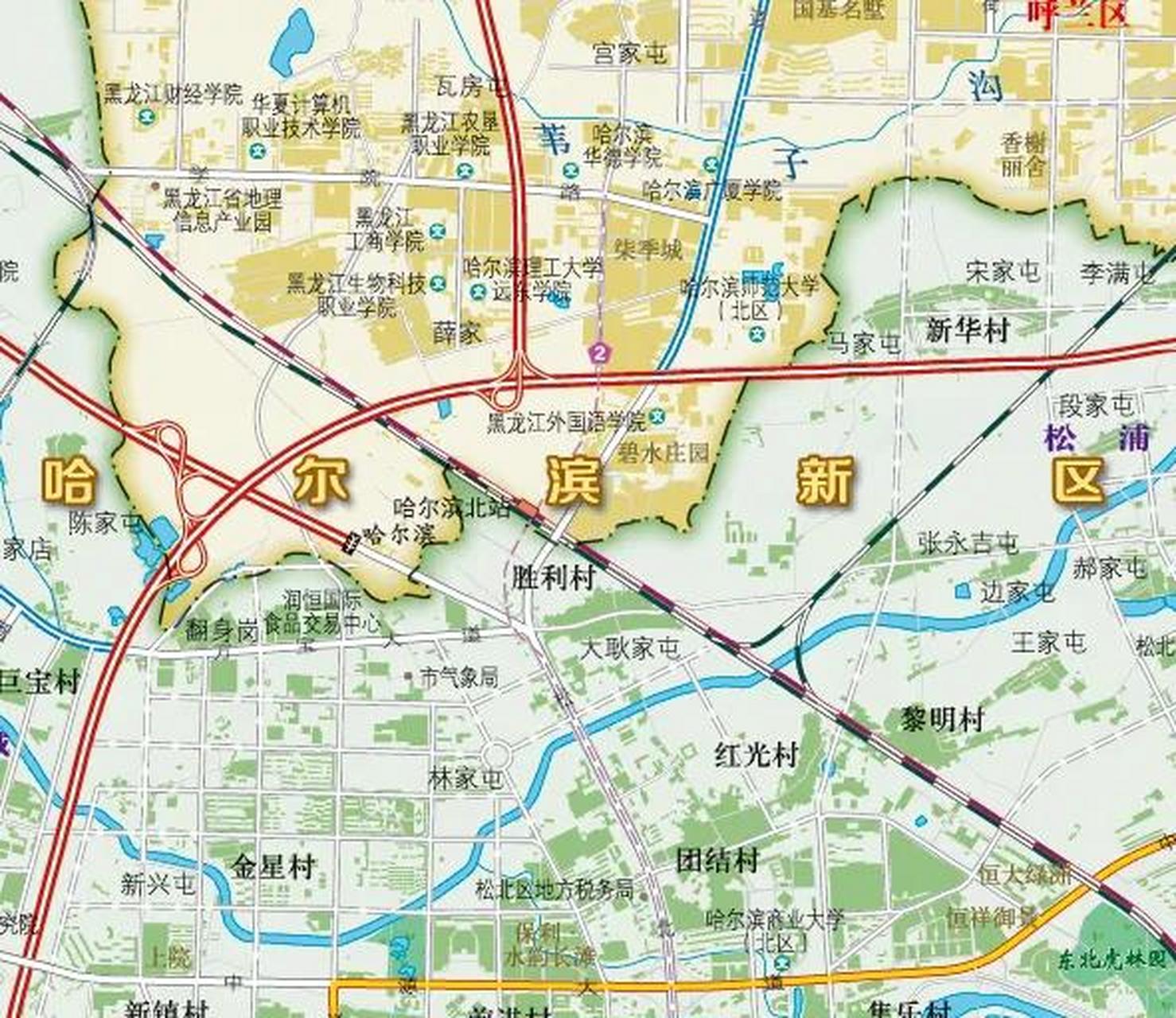 哈尔滨新区规划面积493平方公里,包括松北区,呼兰区,平房区这三个区的