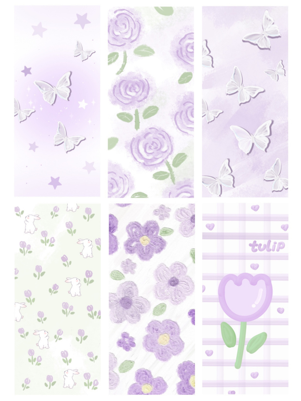 原创壁纸/小清新紫色系花花蝴蝶壁纸