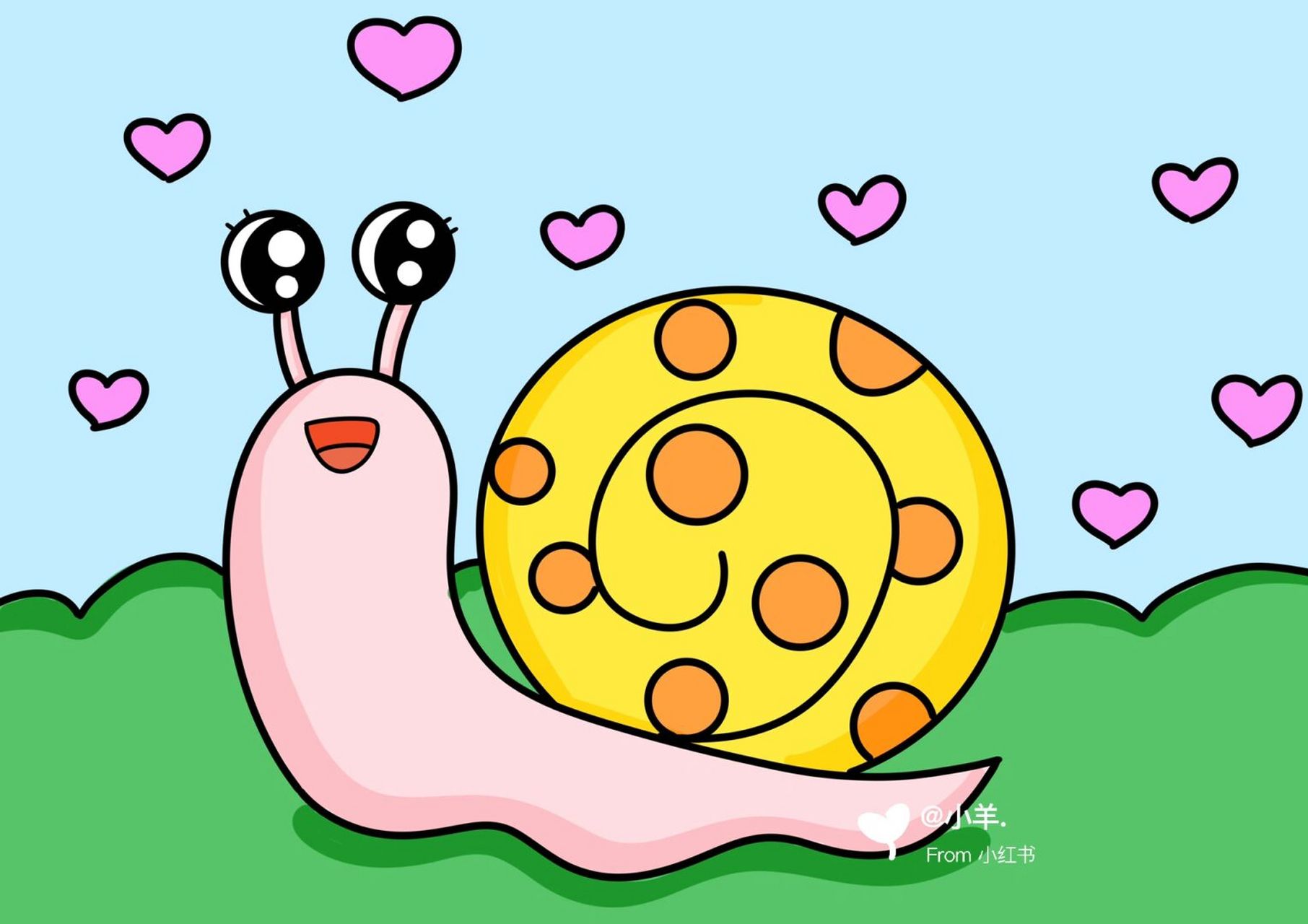 可爱的小蜗牛96儿童创意画 简单 