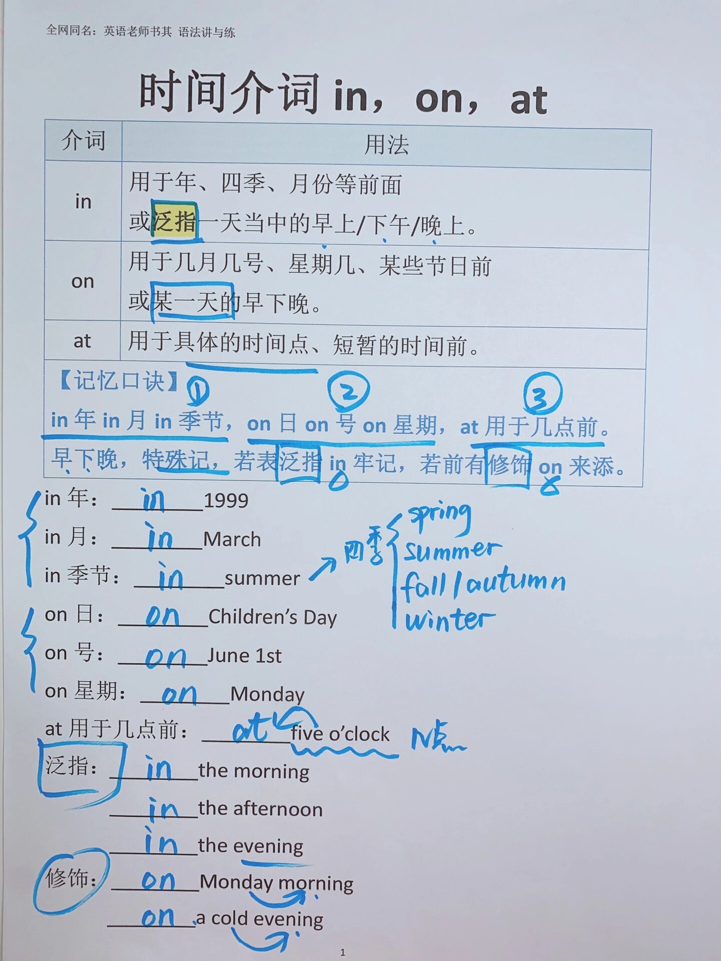 时间介词in on at如何区分使用呢