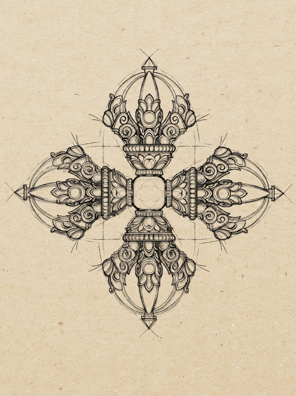 原创手稿分享:金刚杵的魔鬼细节,真心难画!