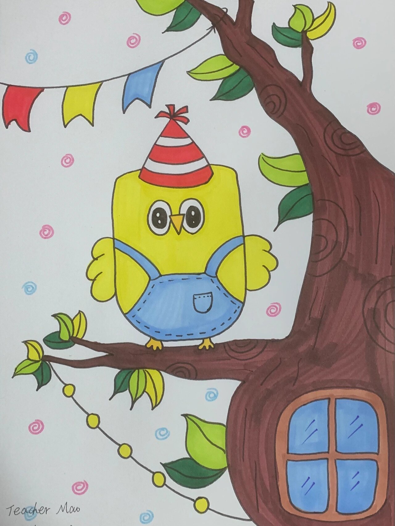 创意儿童画《小鸟与家》