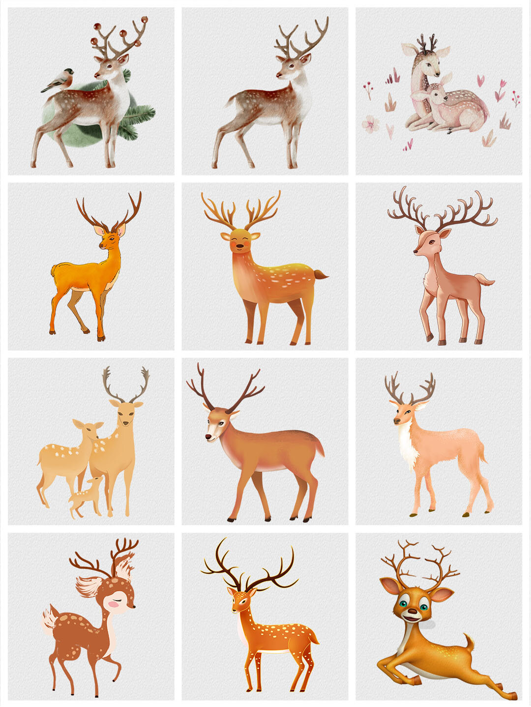 免扣png卡通动物合辑|鹿绘画素材分享第二弹