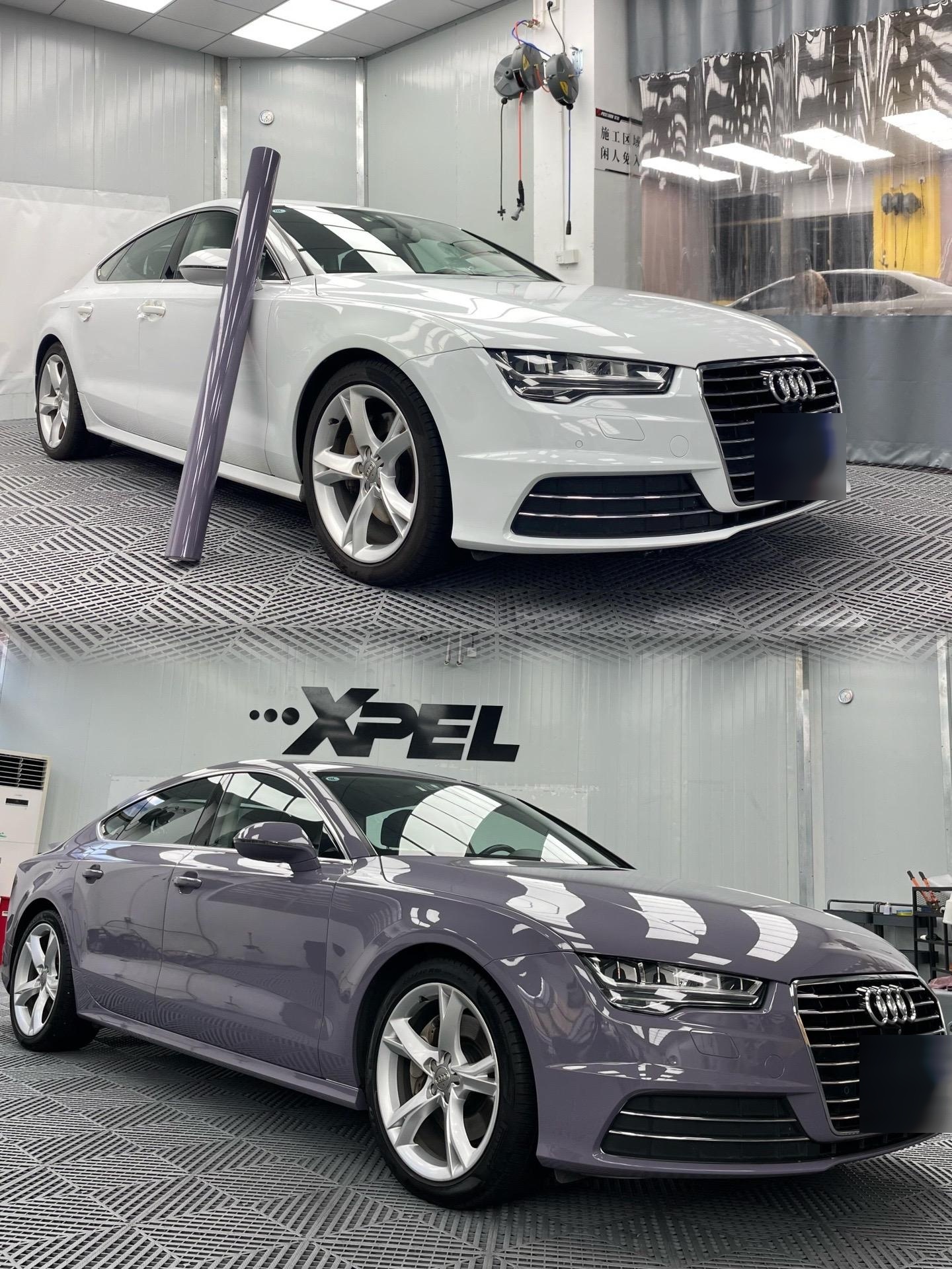 奥迪a7丁香紫改色完美呈现!