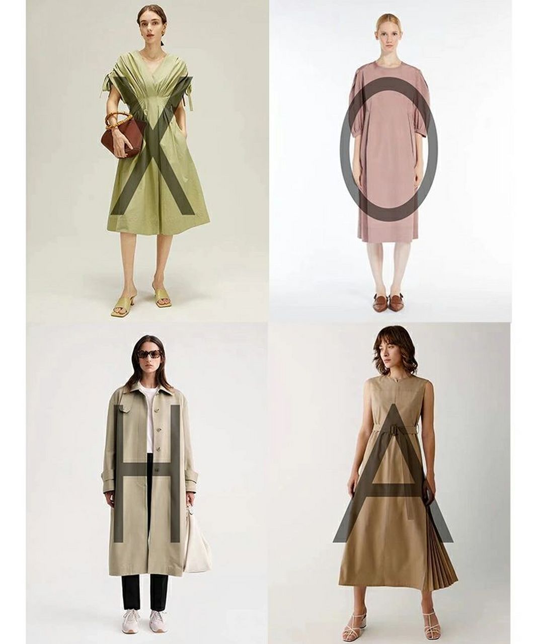 最常见的服装廓形解读h|a|x|o|t型 服装廓形的变化主要在于肩部,腰部