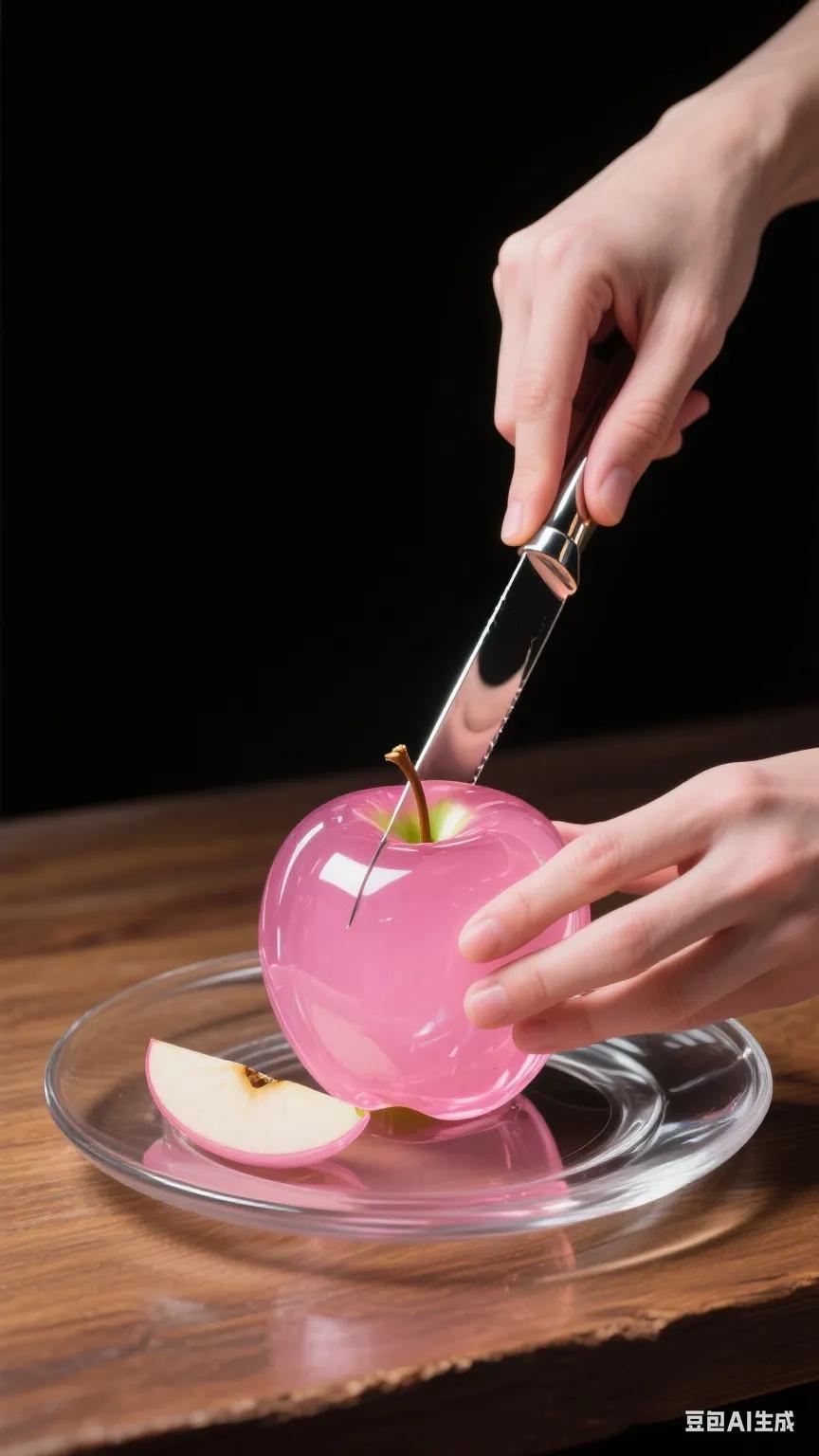 粉嫩苹果的诱惑,一刀切出甜蜜!