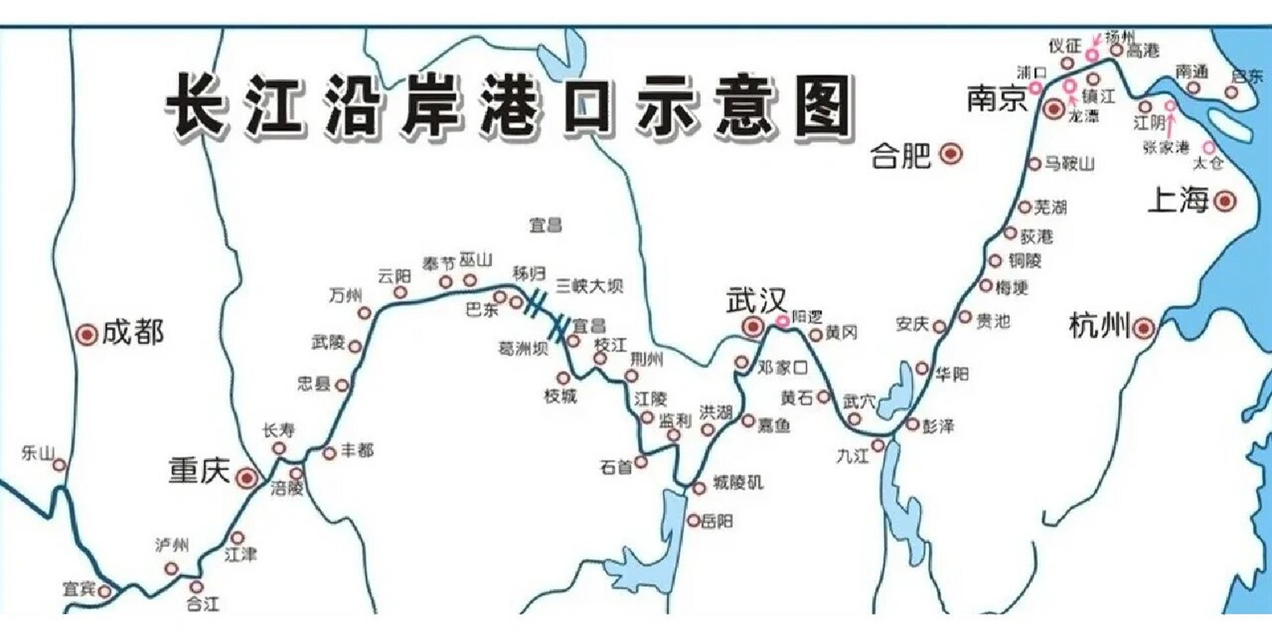 长江沿线城市地图图片