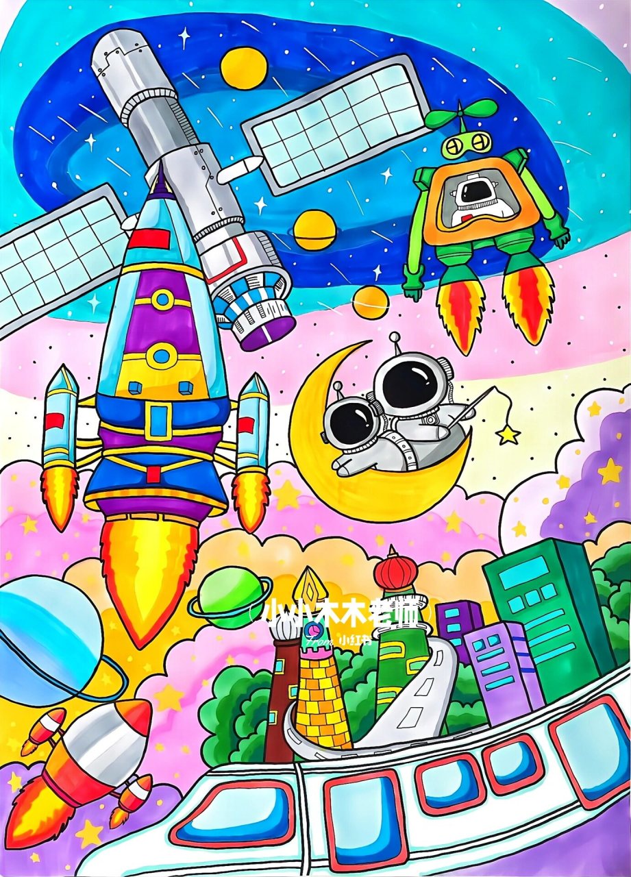 未来科技主题绘画|4k漫画线描 涂色 涂色版可参考,线描版可打印.