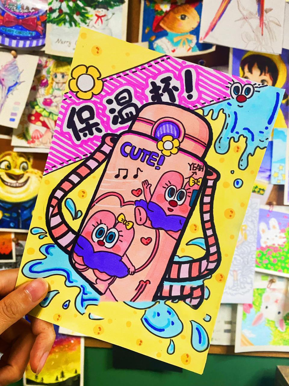 写生保温杯 适合7-8岁小朋友,写生水杯.