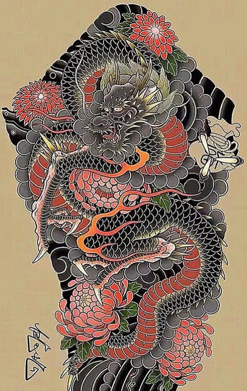 传统盘龙腿纹身线条 武汉龙族纹身 青龙盘腿财运无边盘龙腿纹身彩图与