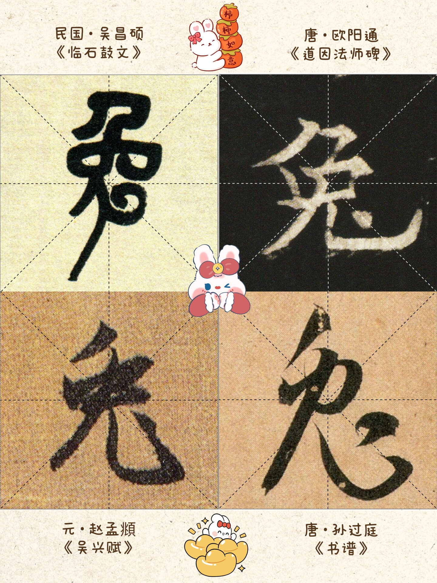 3大书体17种 兔字写法 展现汉字之美 历史书法大家教我们写字p1