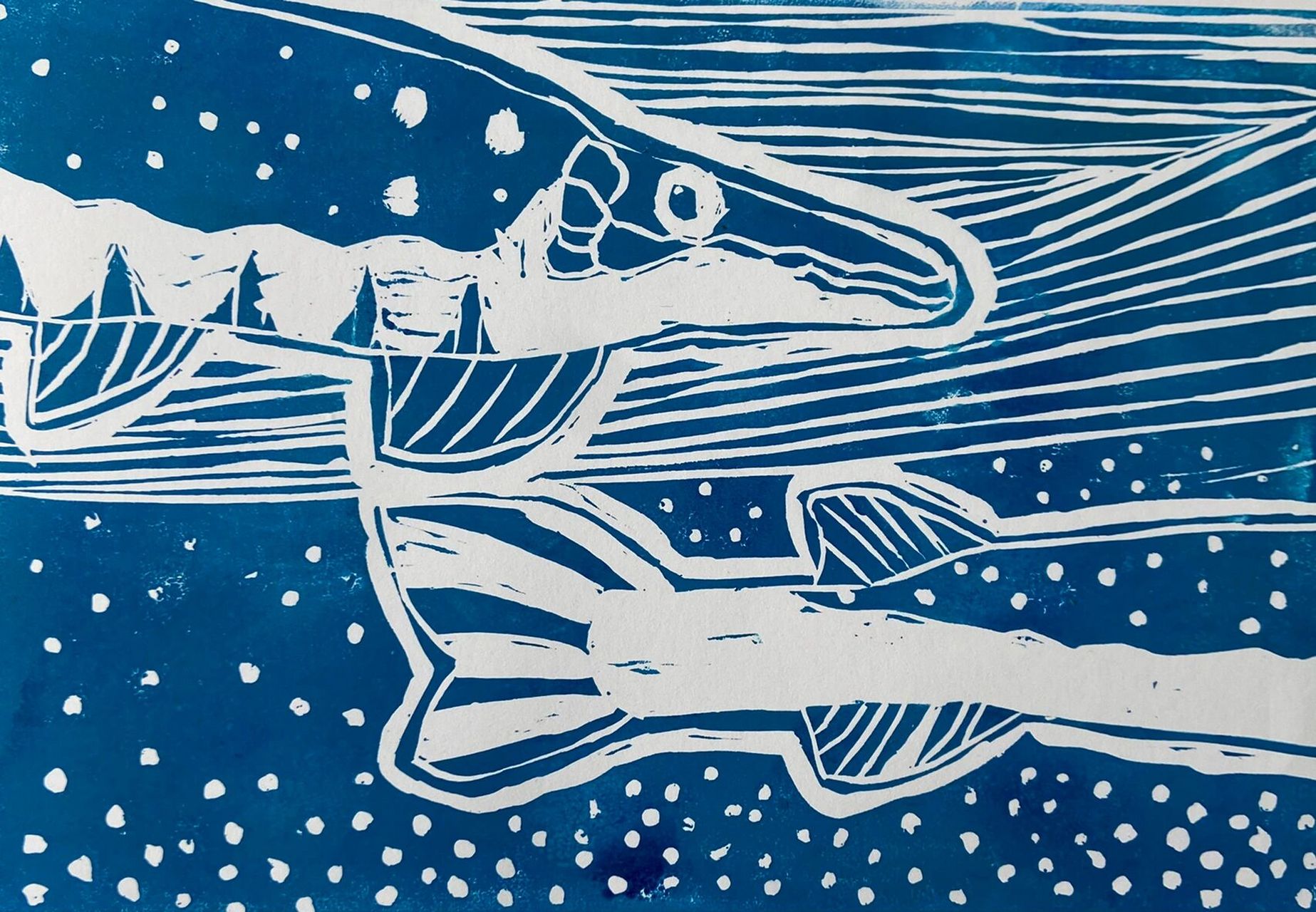 学生版画作品 分享一组我学生的作品,三年级学生的版画作品《年年有鱼