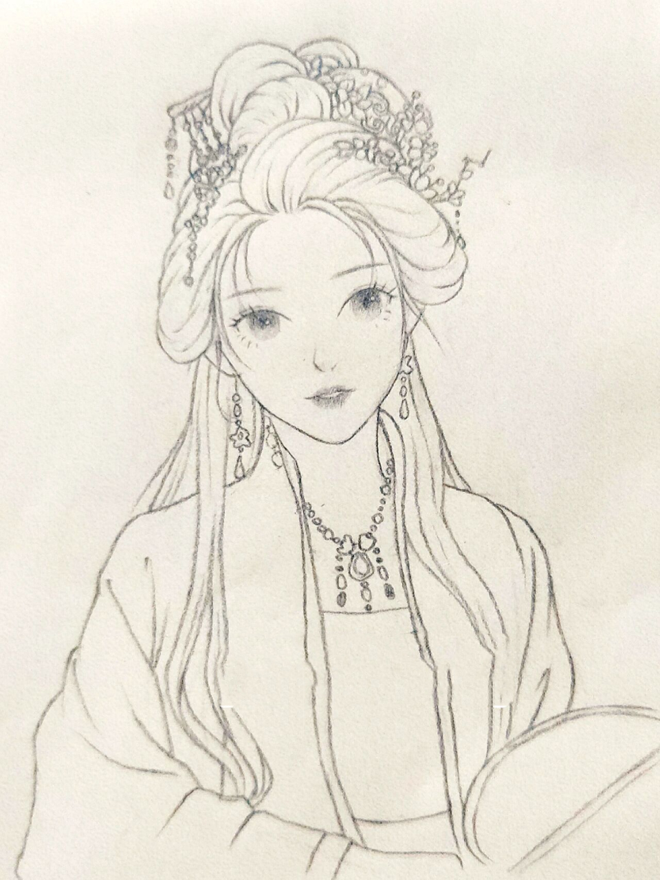 古风人物素描画女子图片