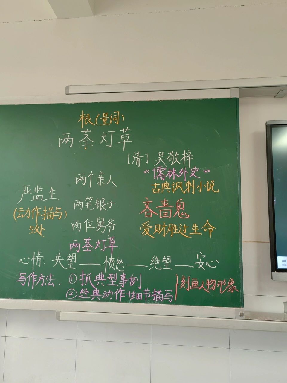 13课《人物描写一组》第三个片段《两茎灯草》的板书和作业设计