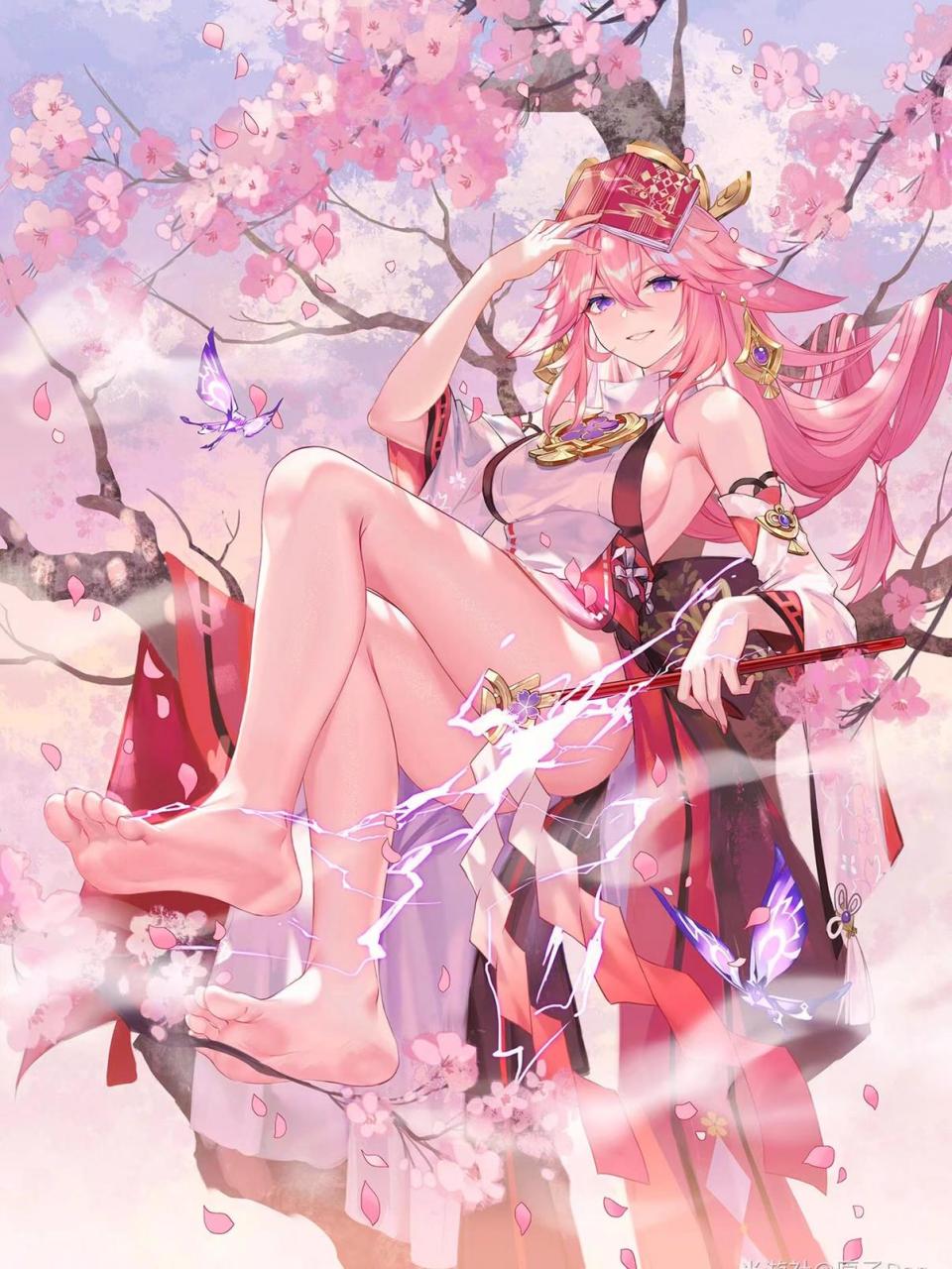 神里绫人,八重神子,雷神壁纸分享 画师:米游社原子dan