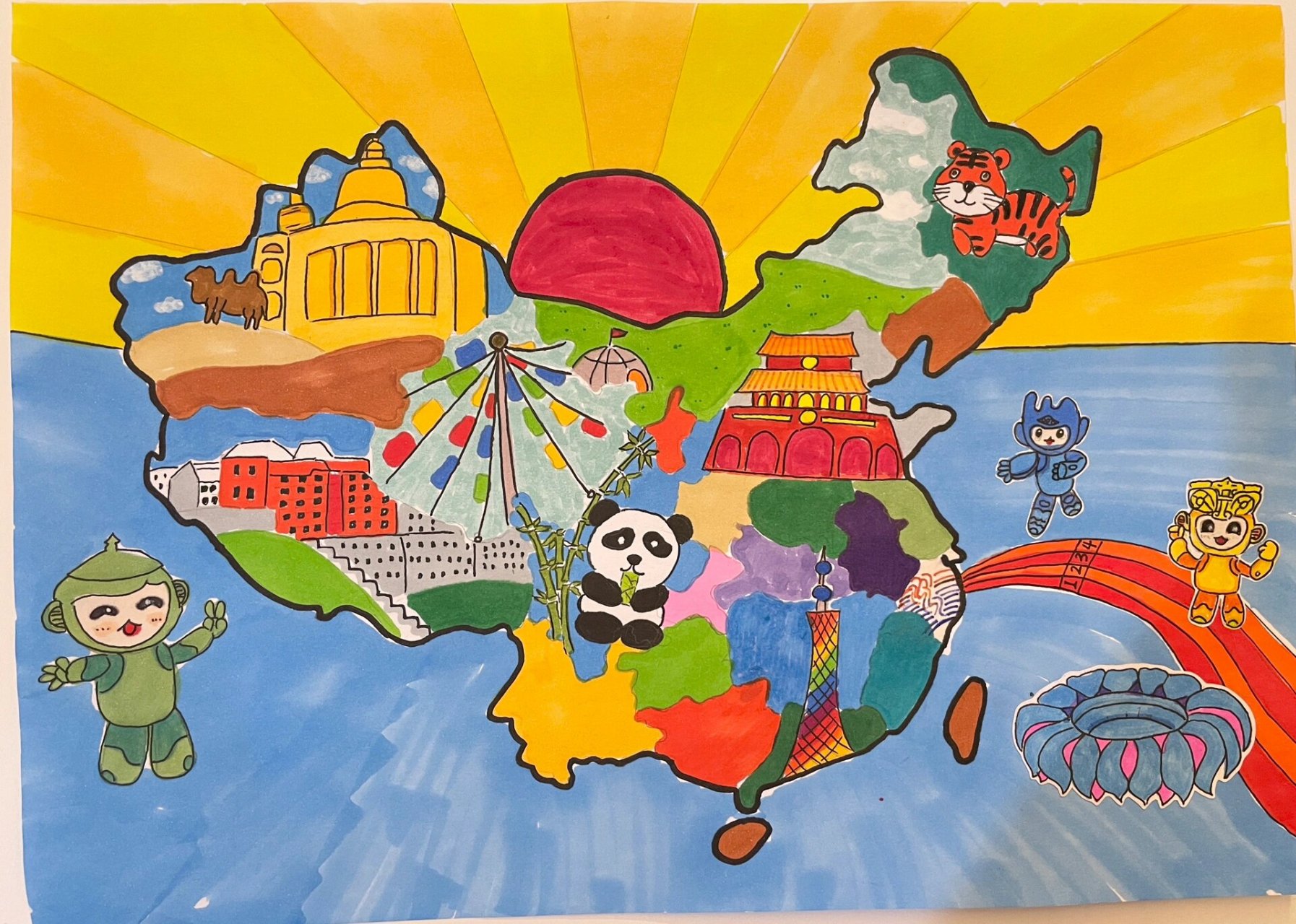 手绘中国地图9015 图46615简单线稿,需要的自取哦