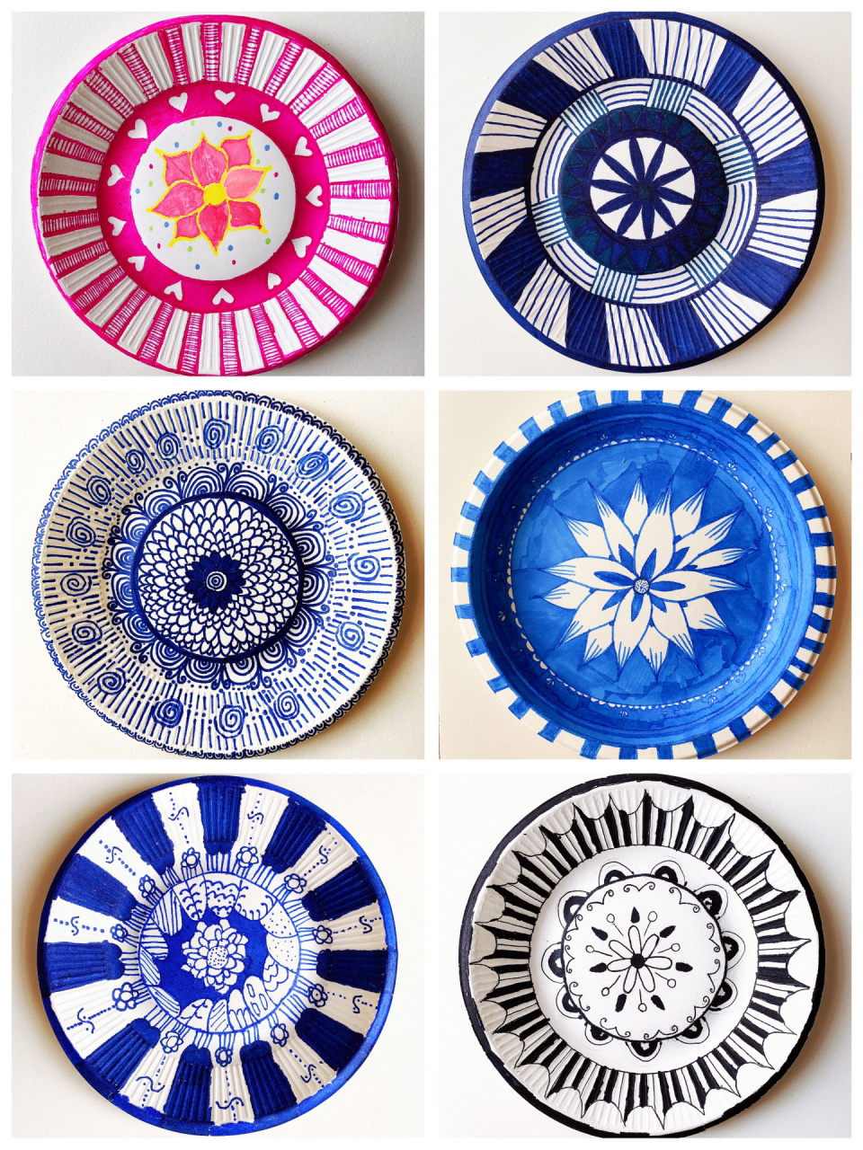 纸盘子线描画,创意儿童画(小学生作品)