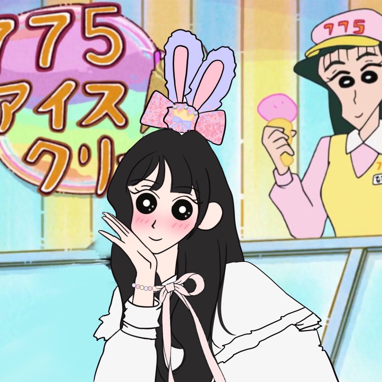 蜡笔小新风格娜娜子分子头像 p1街上出现了奇怪的人 p2非要和冰淇淋比