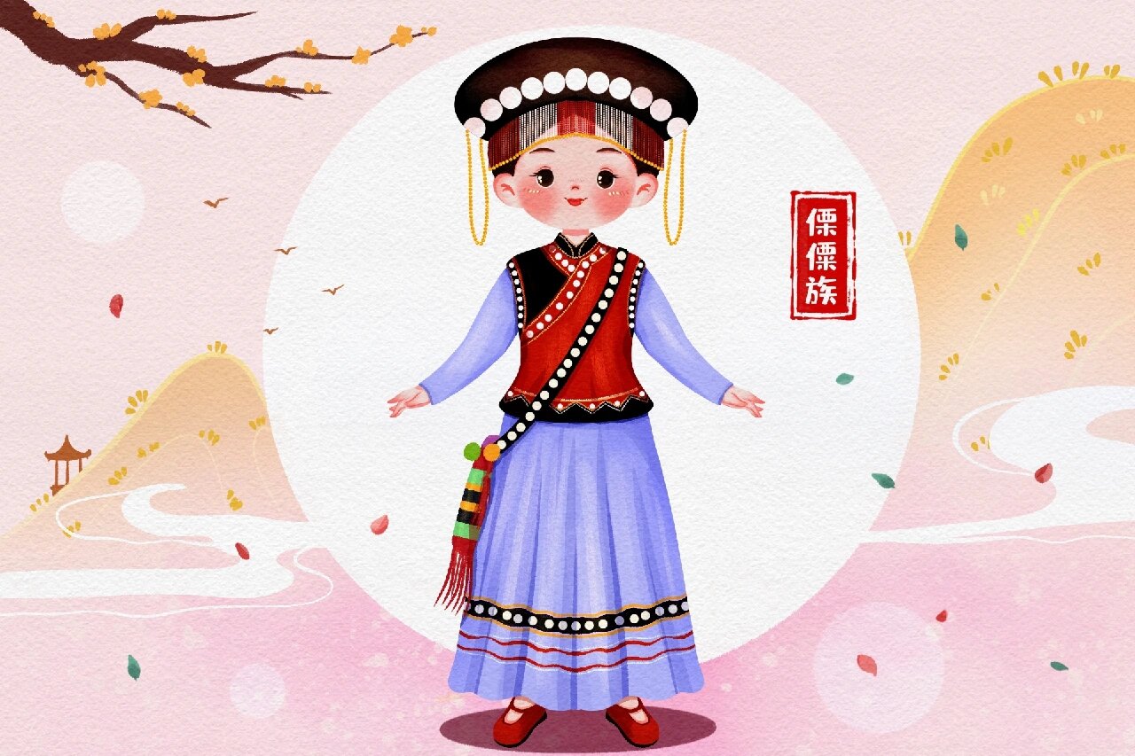 插画素材|五十六个民族人物服饰插画④