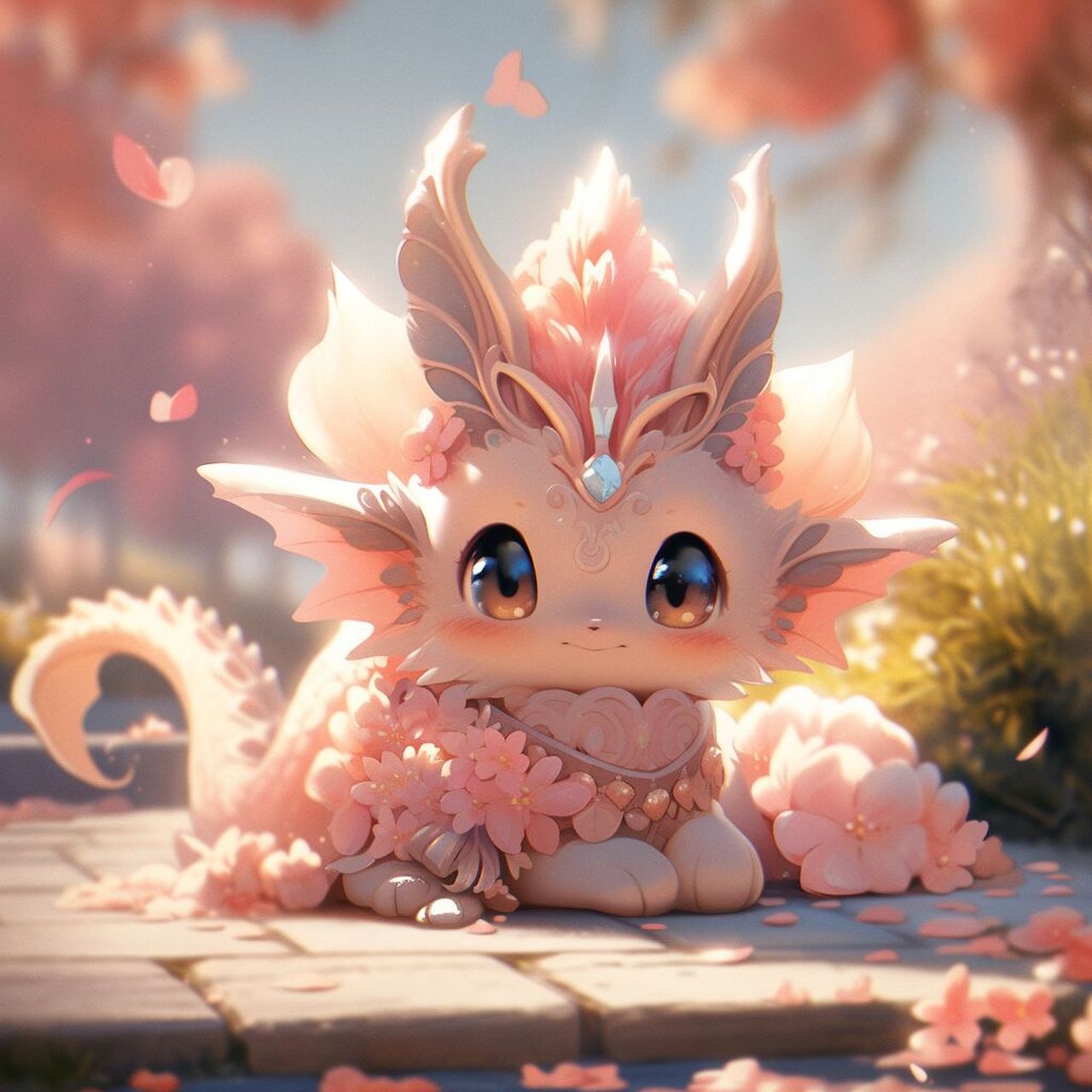 calico fluffy cute baby dragon, in a soft baby clothsweetsmile