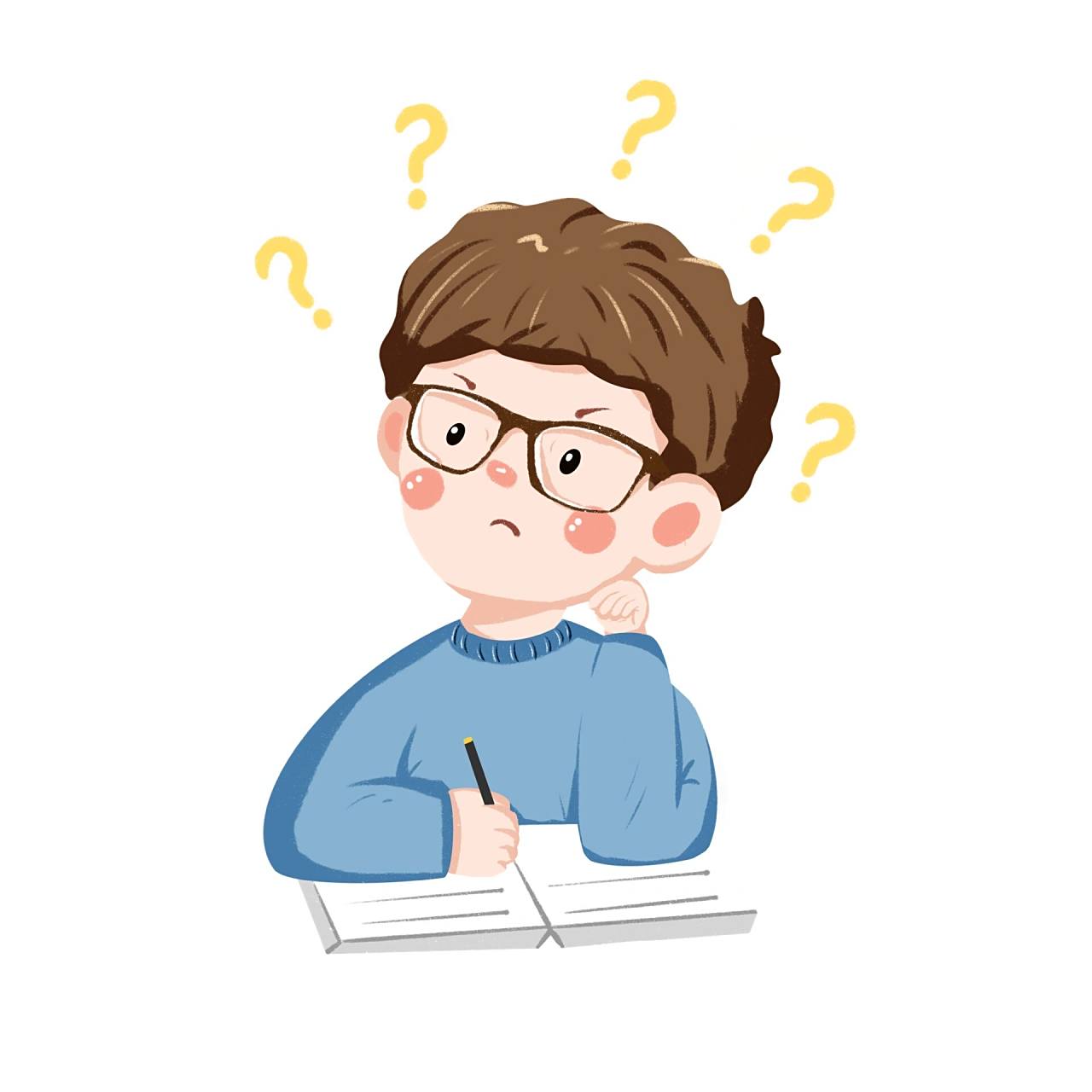 9315今日素材  93卡通手绘思考的人人物素材 93思考小朋友