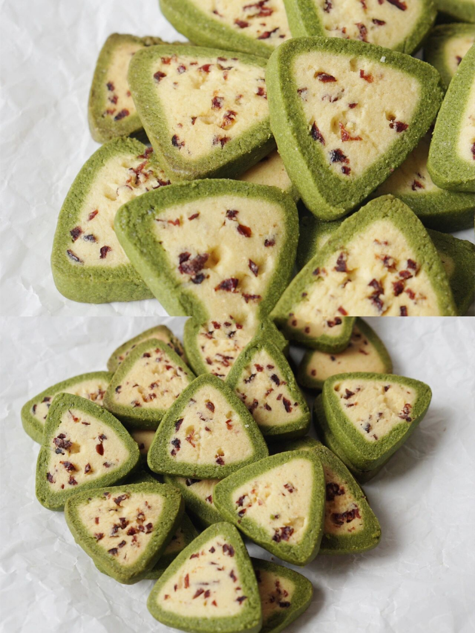 7515抹茶蔓越莓曲奇|抹茶三角酥 94饼干是简单入门的烘焙点心