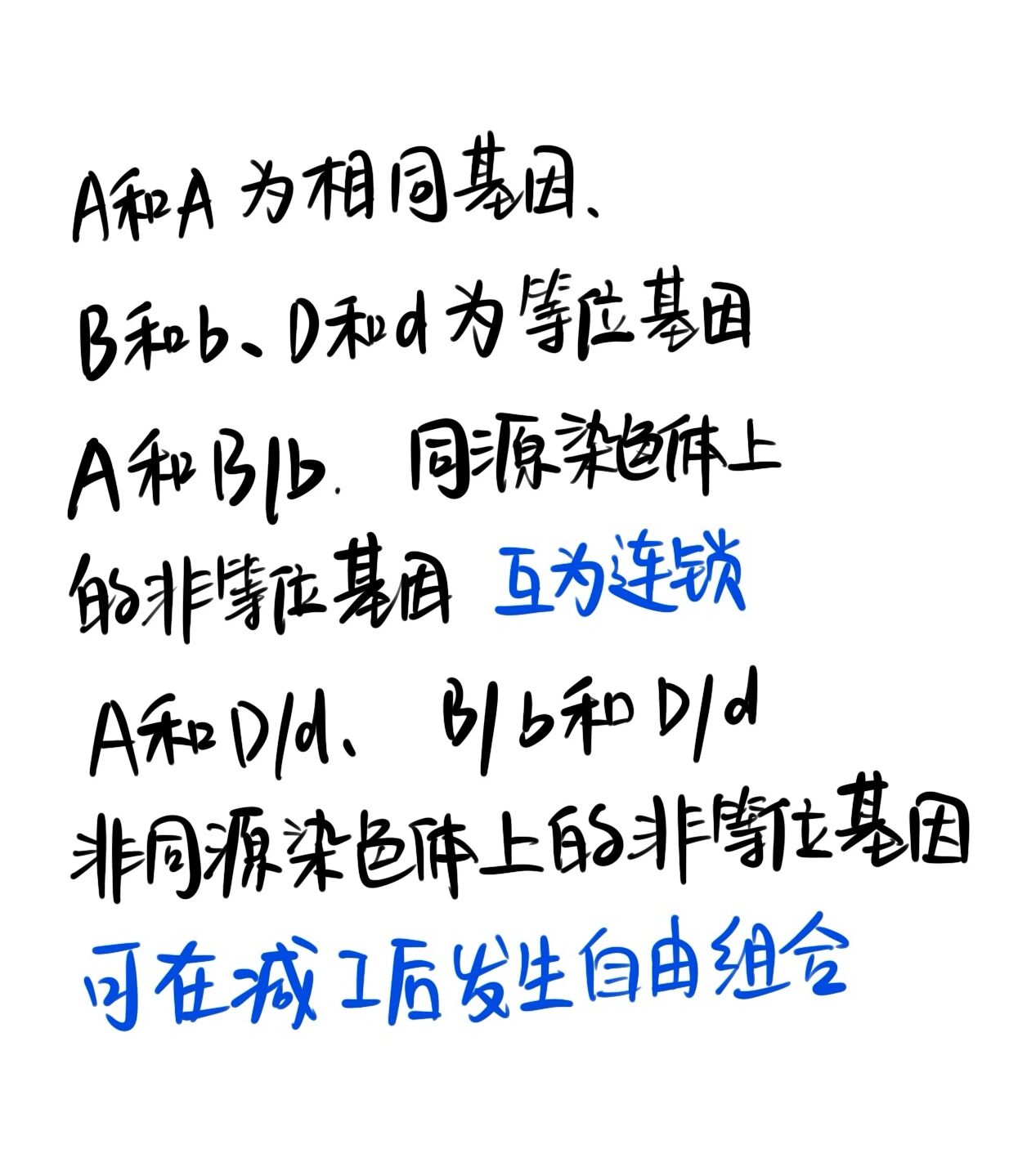 区分等位基因 相同基因 非等位基因