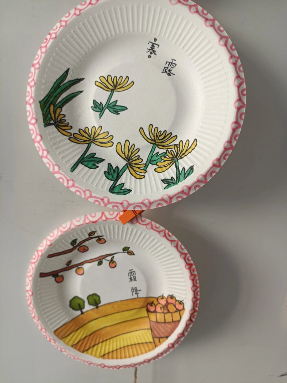 纸盘画,二十四节气简笔画 同上一篇,临摹了的老师们的作品