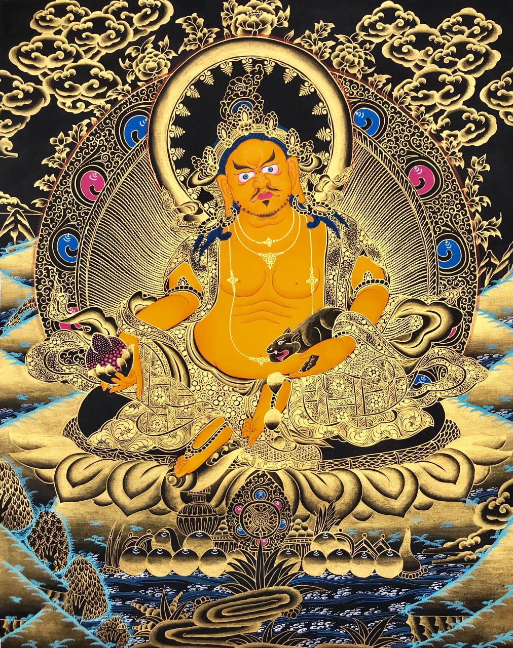 今天放漏! 以下60-40厘米的尼泊尔黄财神唐卡,捡漏价1588元!