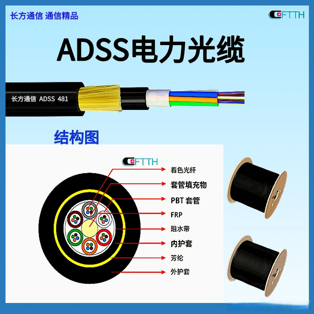 adss光缆,adss电力光缆机构图及参数表