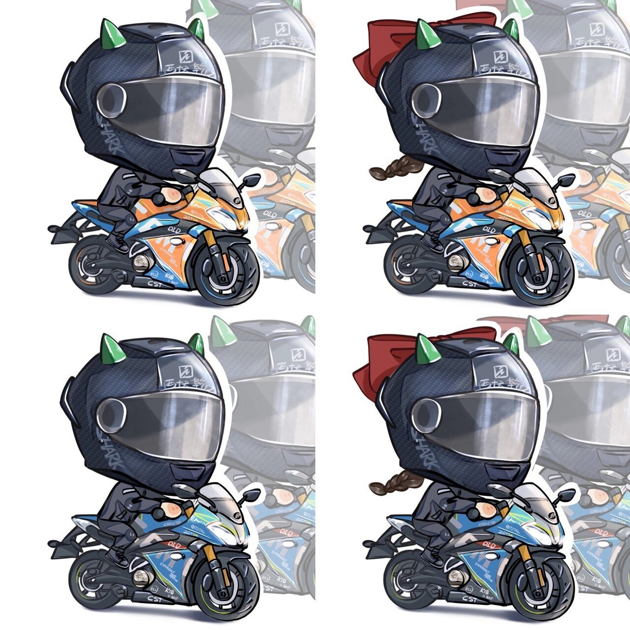 可用|q版机车情侣头像|春风250sr赛道版 俩版画的赛道版都画了,还是