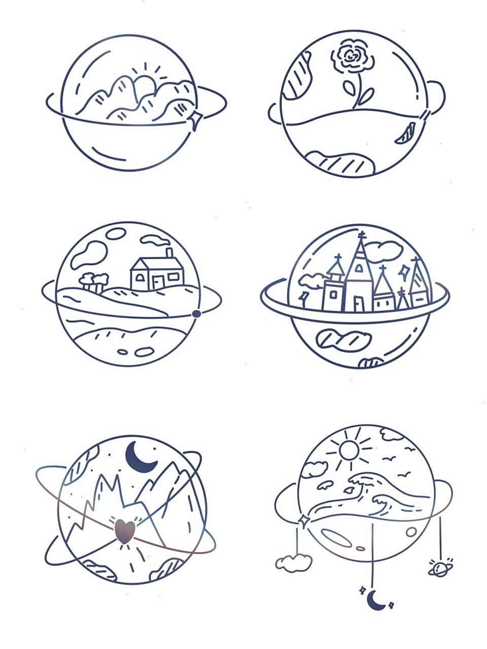 星球简笔画～每个星球都有它自己的故事～ 每个星球都有自己的故事