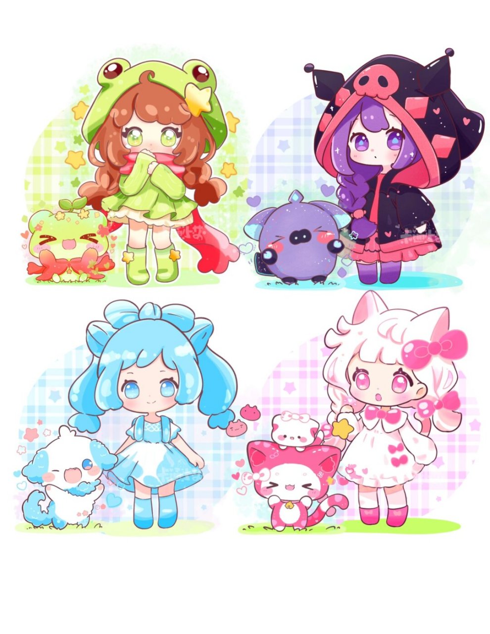 可爱卡通画# #动物拟人# #动物拟人插画# 为自己之前画小动物拟人档 