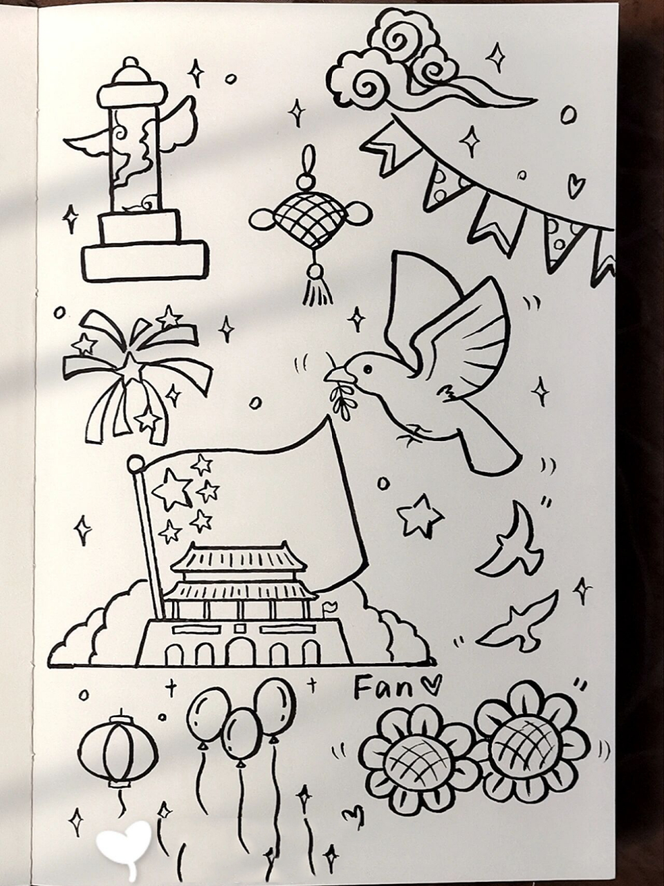 今日简笔画(7)98‖国庆节简笔画9899 还有不到一个星期就到祖国