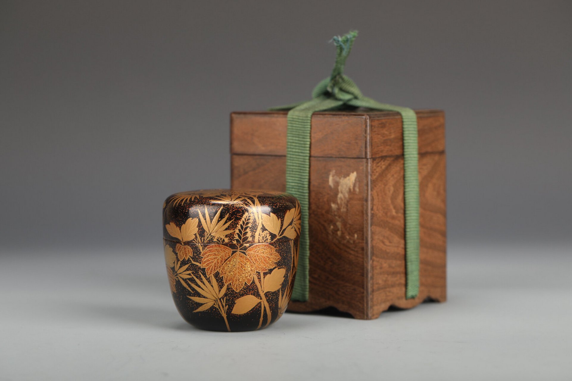 日本金莳绘茶罐 日本茶枣 金莳绘 日本精工收藏级 金莳绘茶罐 每一面