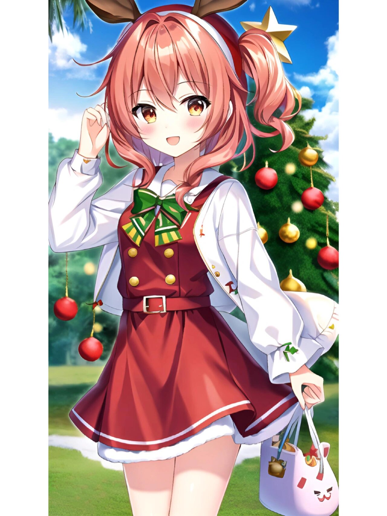 甜美可爱的圣诞节女孩,动漫二次元绘画人物