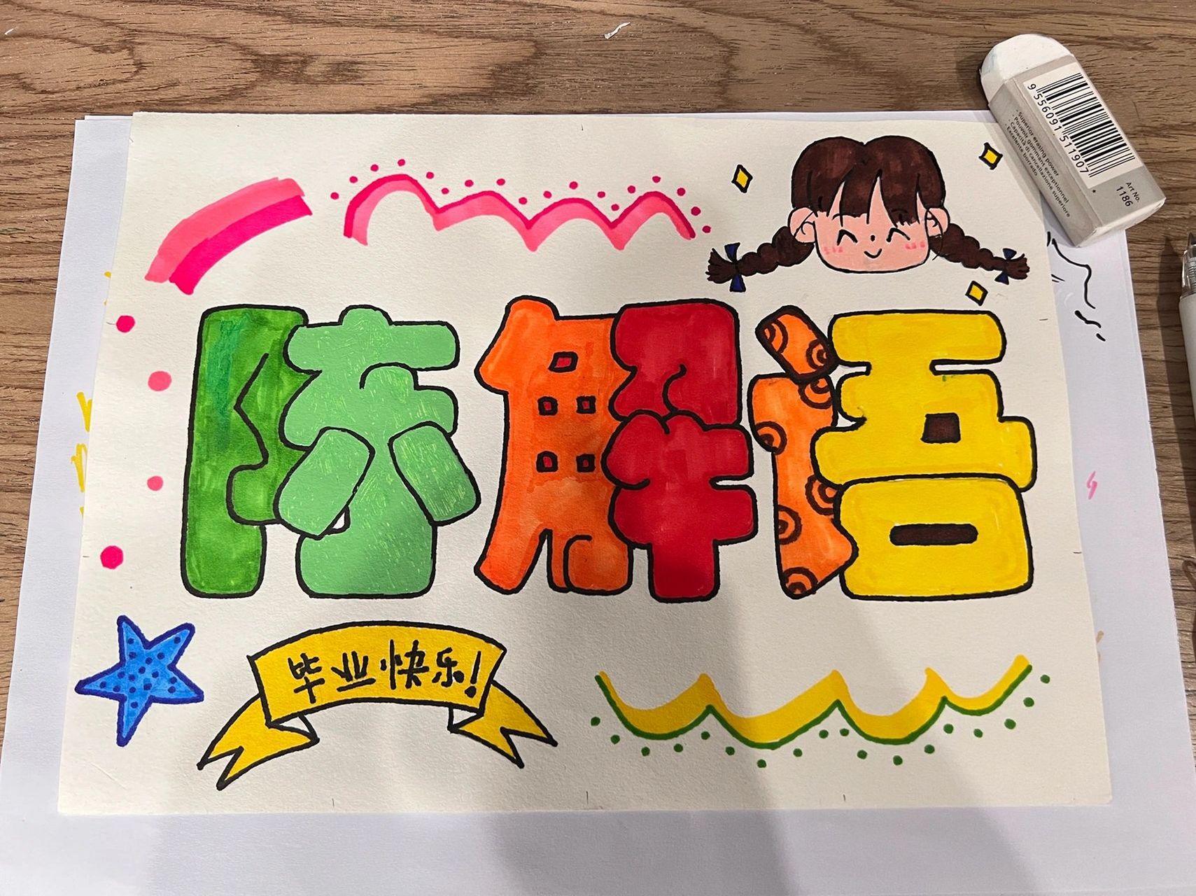 幼儿园毕业照姓名牌手绘作品 幼儿园拍毕业照要求手绘姓名牌,那就浅画