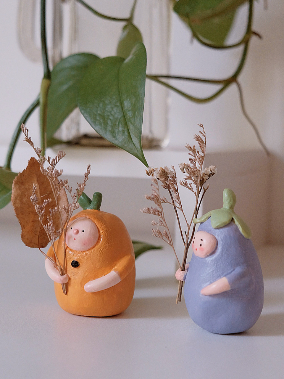 石塑粘土 | 插花小人摆件系列小橘人小茄人 927798 插花小人