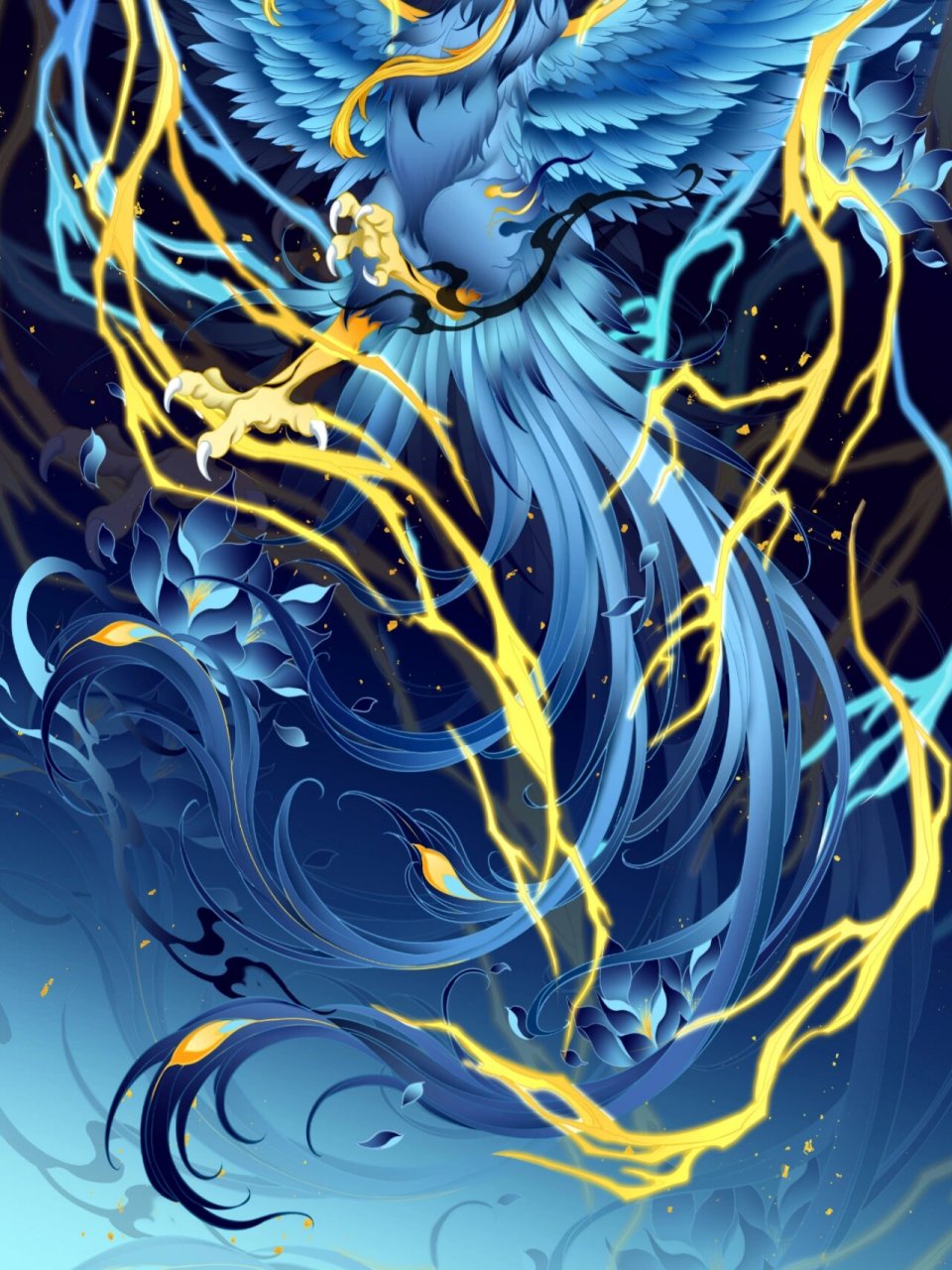 【凤九雏系列—雷鸟】 雷鸟,长着鹰头,身形巨大,有长尾巴.