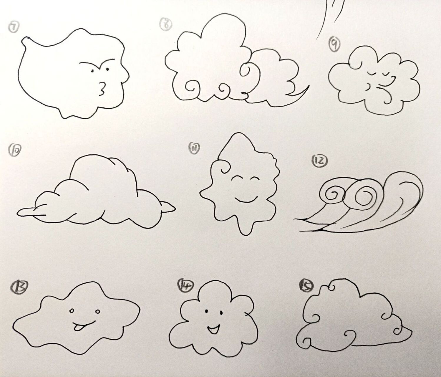 白云 简笔画~7815 15种可爱的白云~ 各种形态 动手来试一试叭
