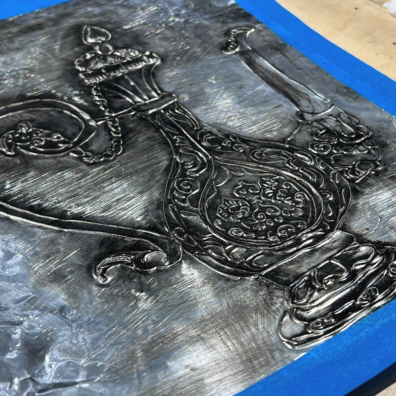锡纸浮雕|表面擦一点鞋油 效果太惊艳了6015