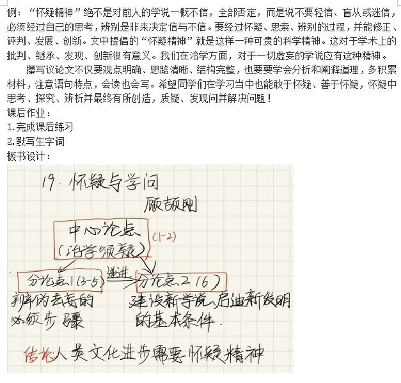 怀疑与学问板书图片