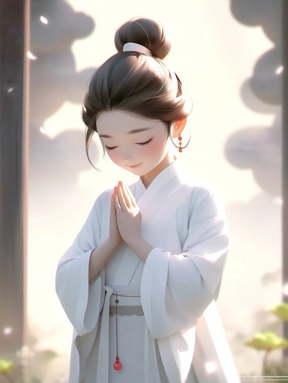 禅风|女生头像94云水禅心  chinese style,cute girl praying