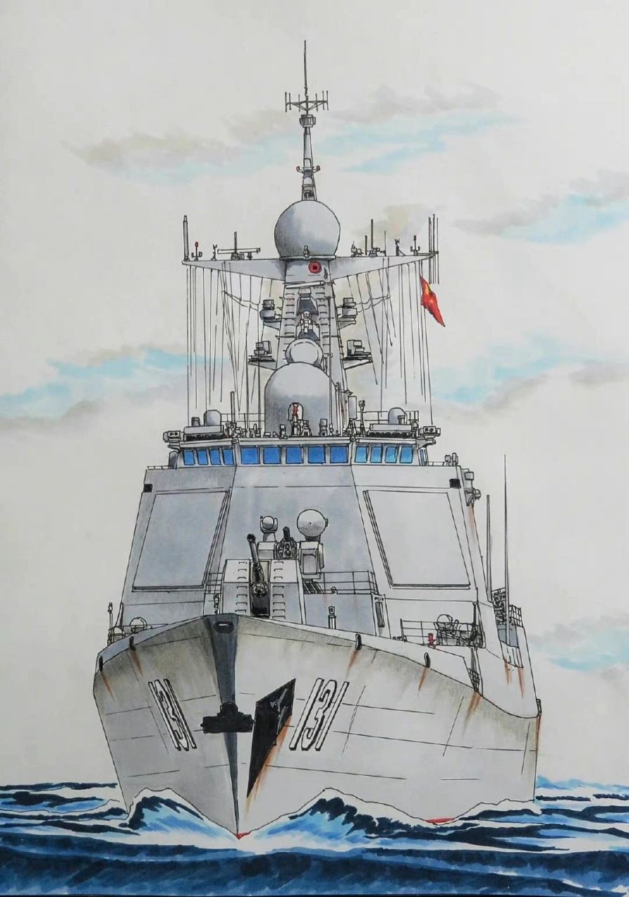 中国山东舰手绘画图片