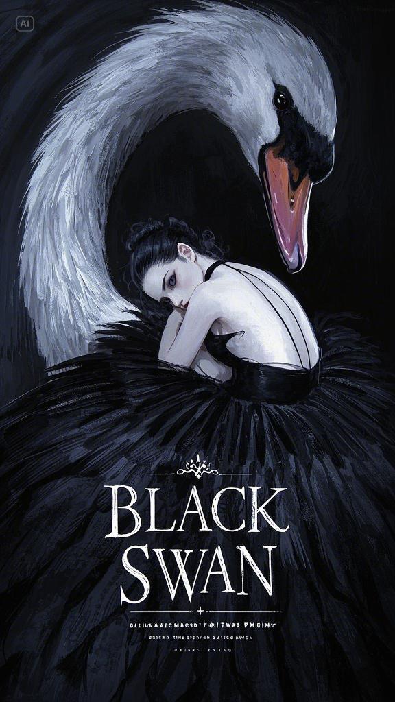 海报设计,绘本插画,暗黑魔幻,阴郁,局部特写,一只超大天鹅的眼珠中心