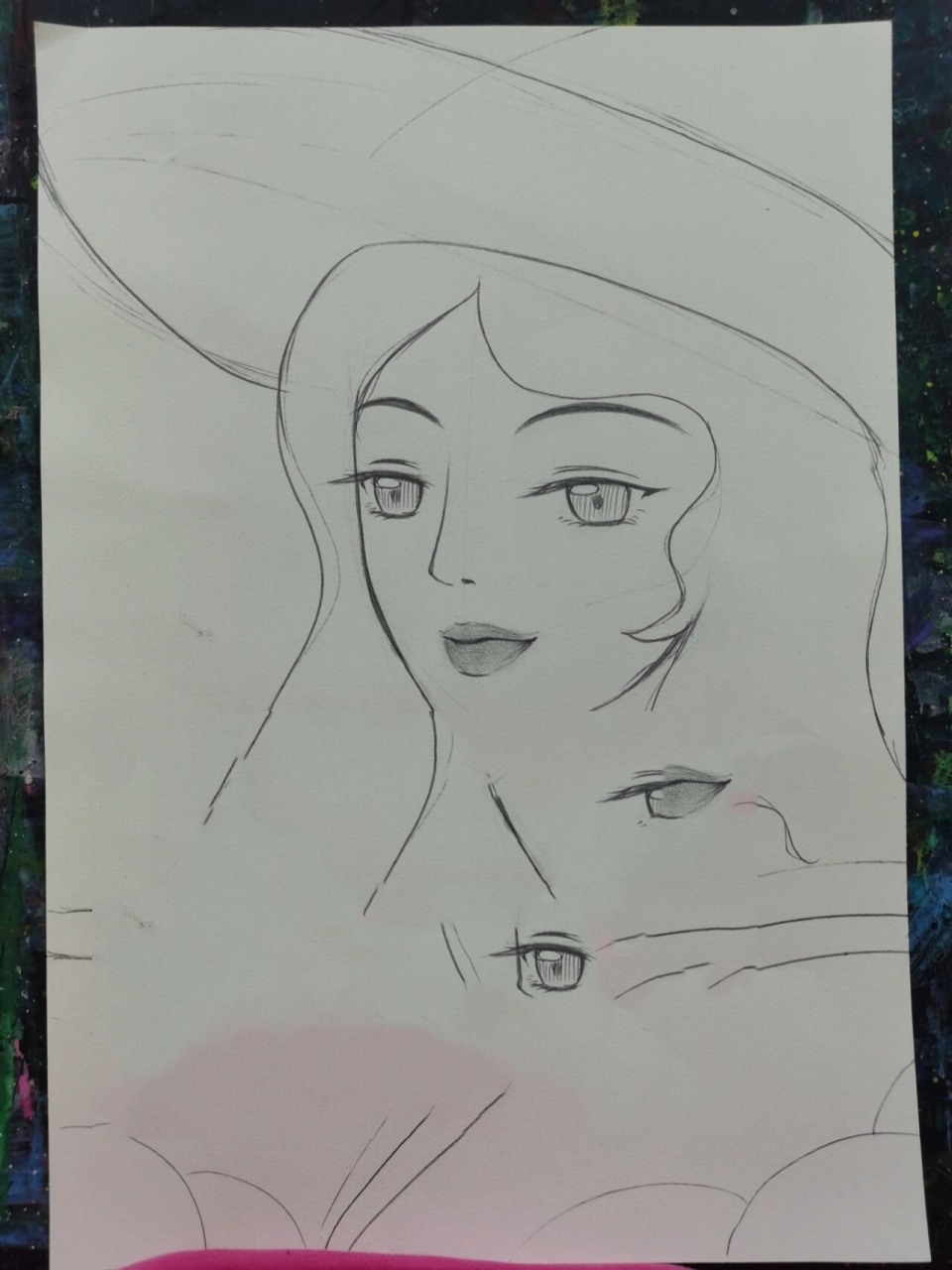 【水粉】装饰画/印象画/复古女郎 水粉人物画,用水粉画完之后用水彩笔