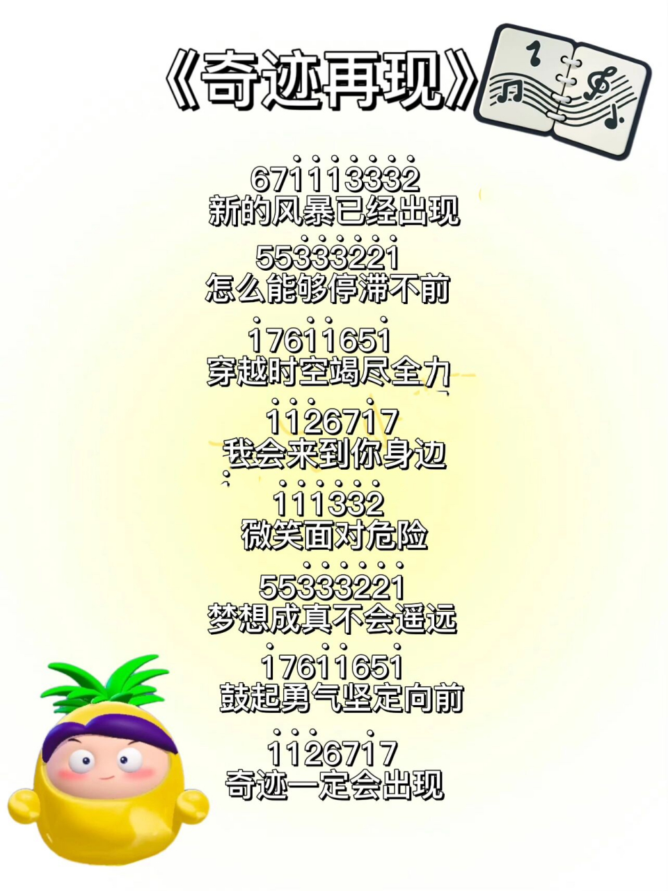 蛋仔派对《奇迹再现》电子琴简谱