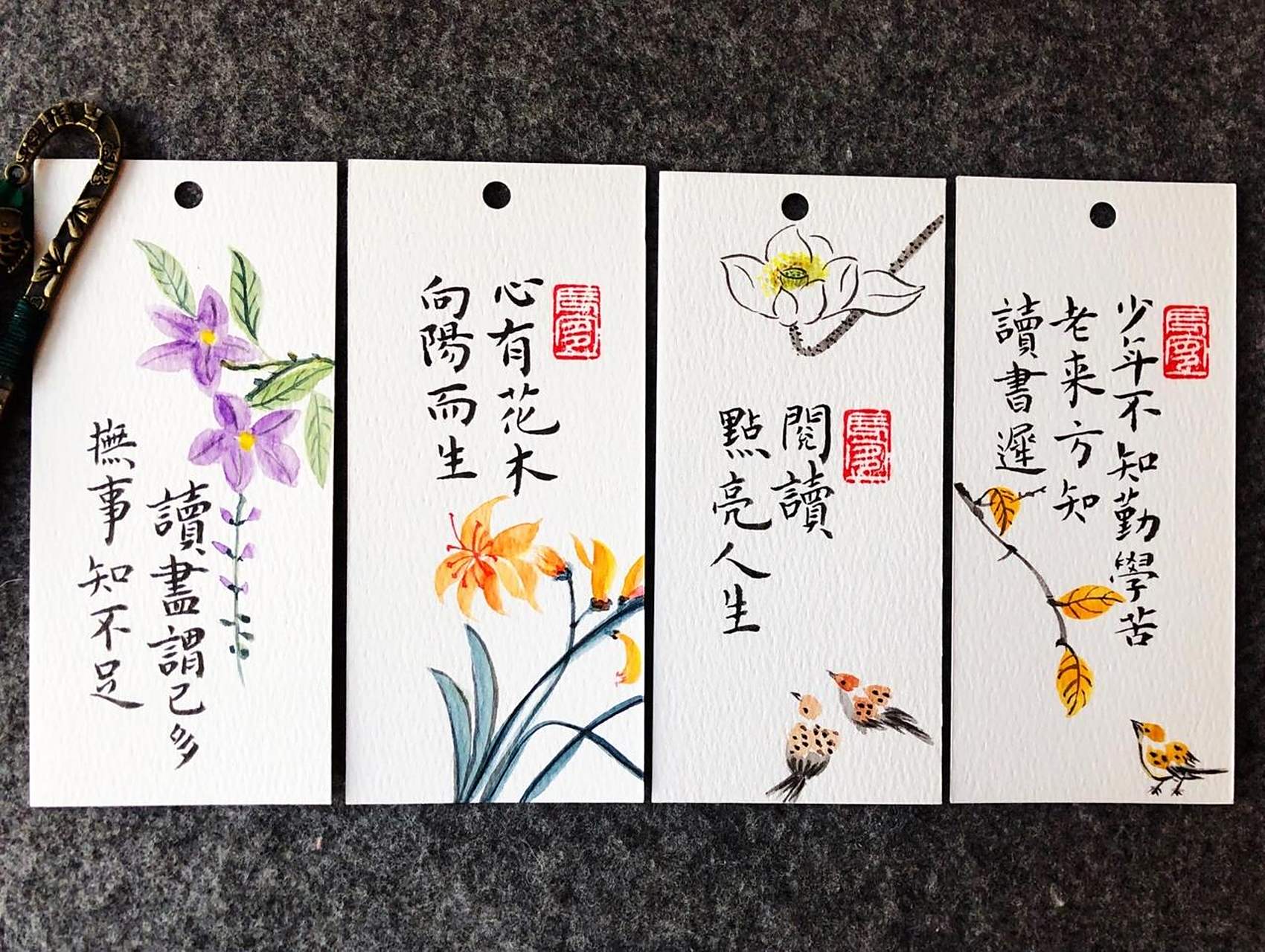 元旦要送给学生的古风书签第五波 水彩纸中粗16开300克, 书签尺寸:6*