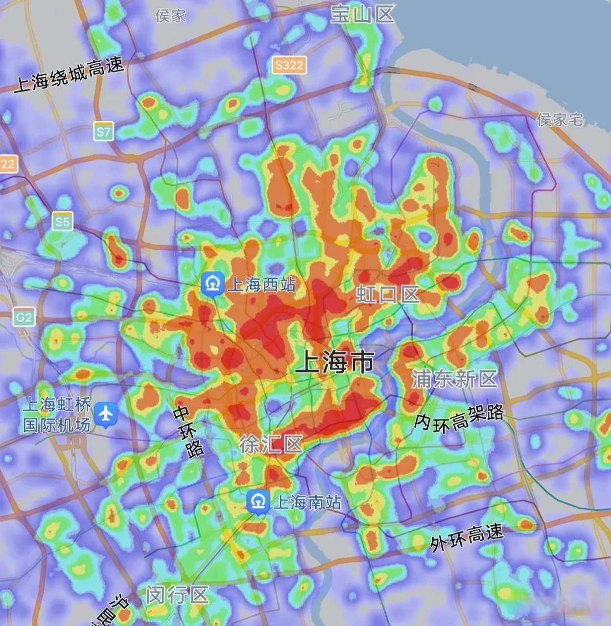 我们看看上海热力图. 在这里也要为上海加油!