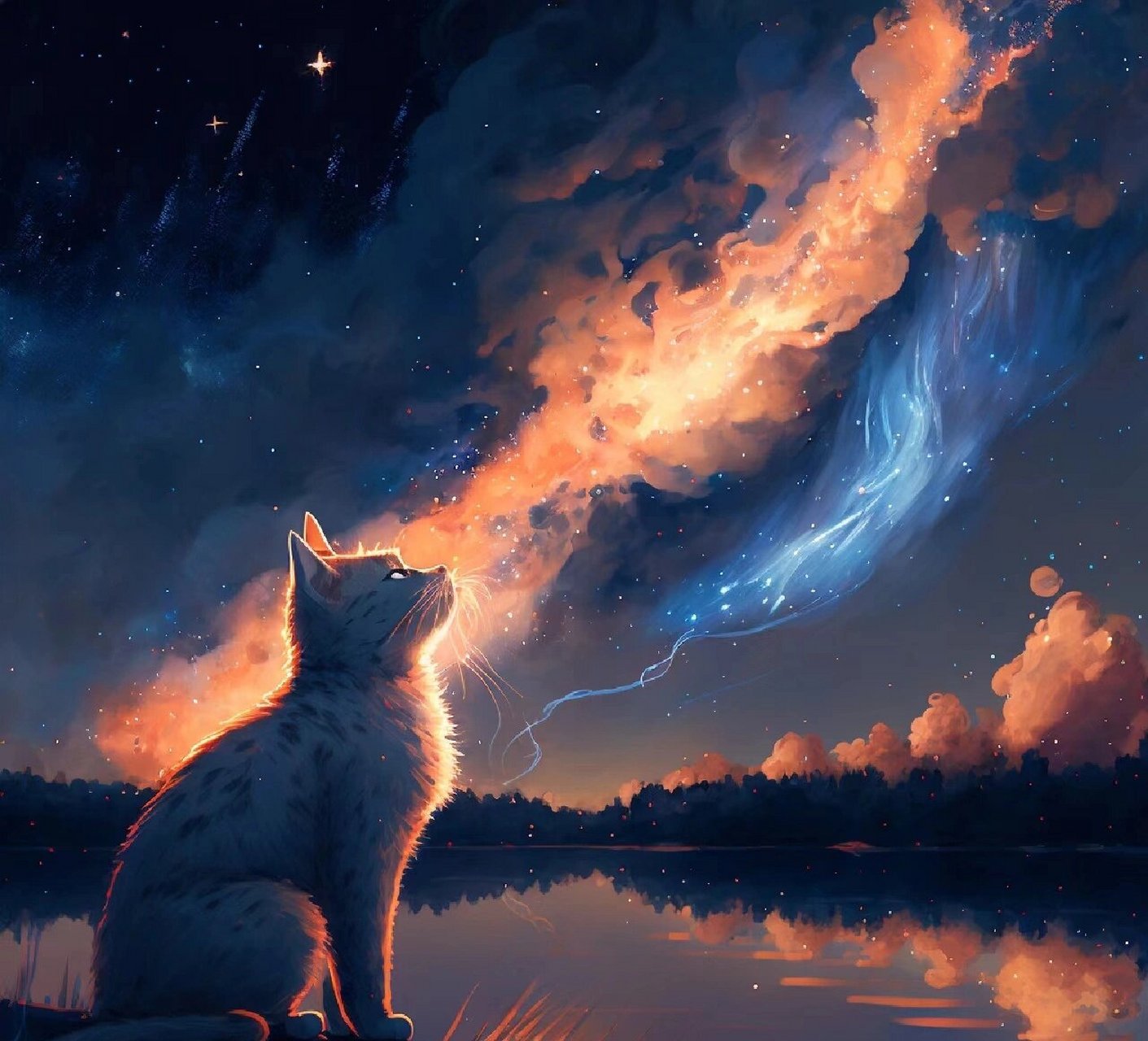 "我愿化作星辰,只愿与你共度此生" 唯美猫望星空图片来喽～(破4赞更)